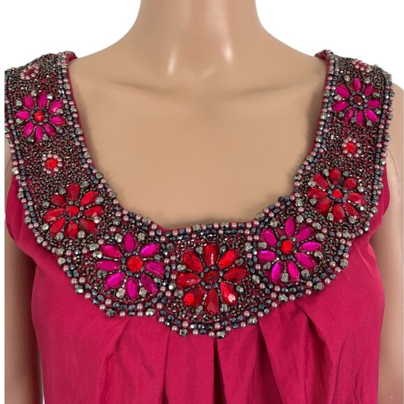 Yoana Baraschi Silk Beaded Tank Top Showgirl Glam Embellished Y2K Indie Romantic - Picture 2 of 7